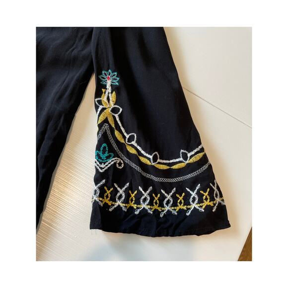 Kate & Sam Boho Dress Embroidered Tassels 3/4 Bell Sleeves Black Sz M Hippie - Picture 7 of 11
